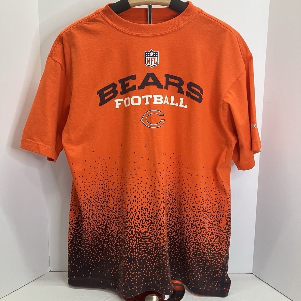 Reebok Mens Orange Chicago Bears‎ NFL Football Confetti Tee T Shirt Size M